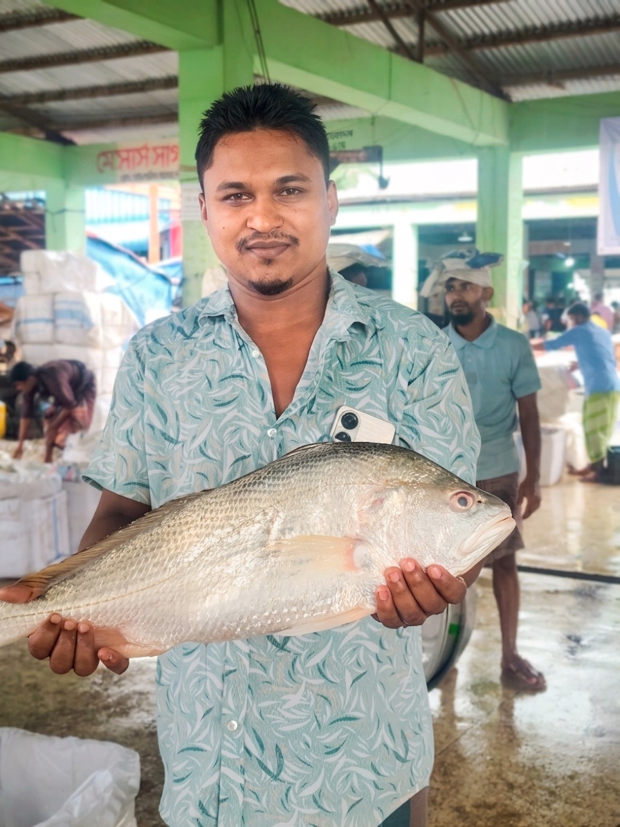 কুয়াকাটা সংলগ্ন বঙ্গোপসাগরে জেলের জালে পড়লো এক বিরল ভোল পোয়া মাছ, মন প্রতি 150,000 হাজার টাকা বিক্রি